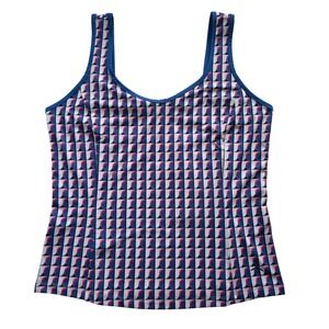 NWT Original Penguin Women's Nebulas Blue Geo Print Sleeveless Top L